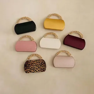 Elegant Evening Clutch Bag PU Leather Oval Handbag With Thick Gold Chain Handle Crossbody Party Shoulder Purse For Women