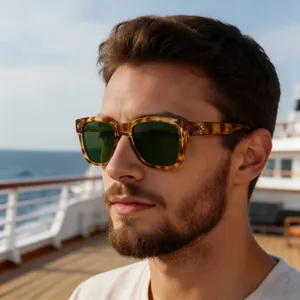 Lunettes De Soleil Carrées Rétro Protection UV400 PC Métal Rivet Décor Mode Extérieur Conduite Unisexe Tendance