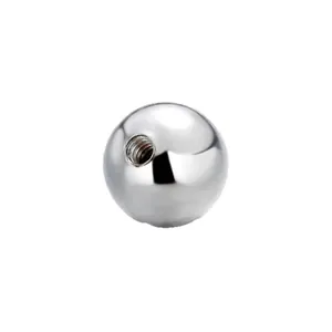 Polished S925 sterling silver ball bead with internal screw thread for DIY ear studs