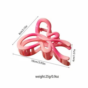 Pink gradient butterfly hair claw clip for thick hair, measures 10cm by 8cm