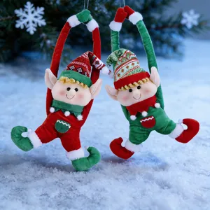 Christmas Elf Doll Plush Ornament Pointed Hat Fabric Hanging Tree Decoration Holiday Home Party Decor