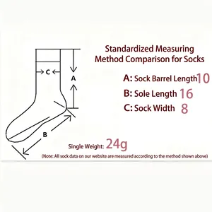 Size guide for white lace socks showing measurements of tube length and footbed base