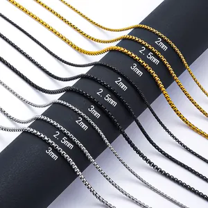 Stainless Steel Box Chain Necklace DIY Jewelry Making Chains For Men Women Minimalist Lobster Clasp Basic Necklace Chain