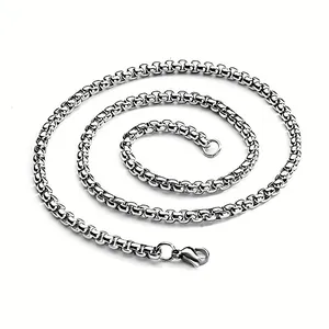 Minimalist silver stainless steel rolo chain necklace with secure lobster clasp