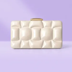 Acrylic Evening Clutch Bag Metallic 3D Quilted Bubble Texture Chic Elegant Women Party Wedding Handbag Chain Strap