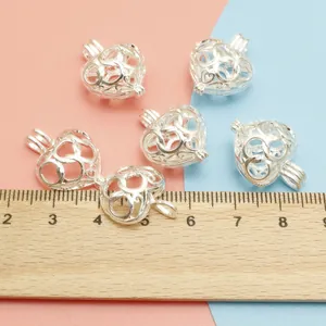 Set of 6 silver hollow heart locket pendants with filigree patterns for DIY jewelry making
