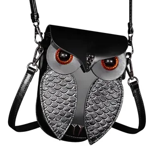Sac Bandoulière Forme Hibou Steampunk Pour Femme Rétro Gothique Cuir PU Petit Sac À Épaule Réglable Mode Animale