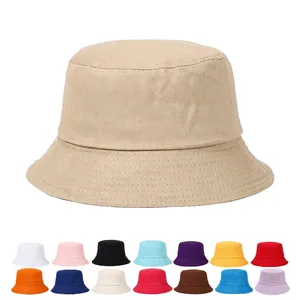 Solid Color 100% Cotton Bucket Hat For Men Women Breathable Sun Protection Outdoor Fishing Soft Foldable Casual Summer Hat