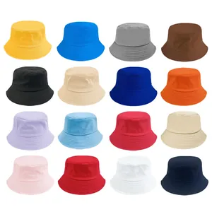 Matrix view of cotton bucket hats showing 16 vibrant color options for outdoor wear