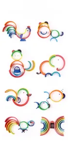Regenbogen-Holzbausteine zeigen acht kreative Tierformen zur frühen Bildung