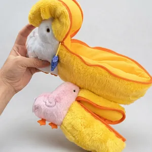 Creative pelican plush pouches set of two white storage bags with orange beak zippers