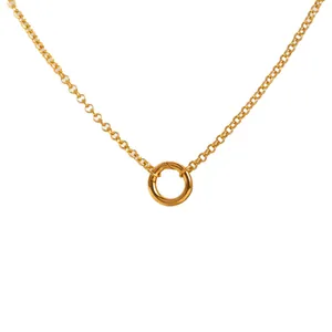 Elegant gold geometric circle pendant necklace with a minimalist polished round charm