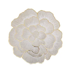 Nordic peony PVC placemat with gold trim, waterproof and heat resistant flower table mat