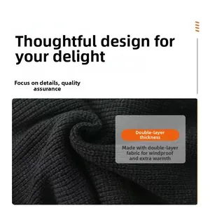 Detailed close-up of double-layer thickened rib-knit fabric for windproof winter warmth