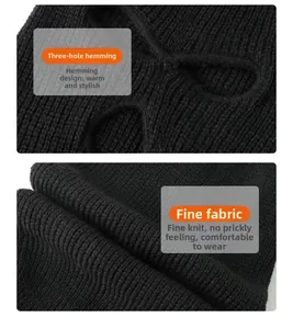 Detail of the high-density knit fabric and triple-hole lock-stitched edges on the mask