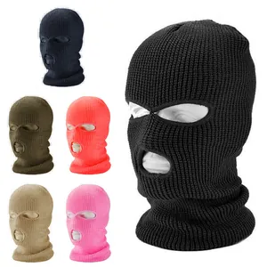 Winter thermal 3-hole knitted balaclava ski mask in multiple colors for outdoor cycling