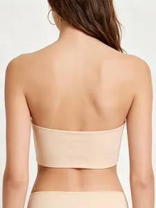 Detailed back view of seamless nude strapless bandeau bra in high-elasticity fabric