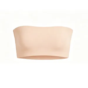 Seamless strapless nude bandeau bra made of breathable high-elasticity fabric