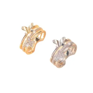 Three-layer butterfly ring for women with sparkling cubic zirconia in gold and silver finish