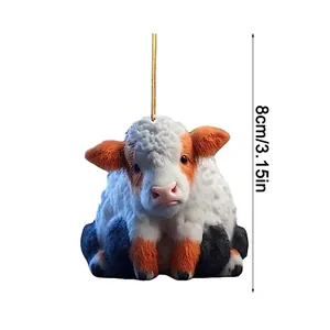 Highland cow Christmas tree ornament with 8cm height measurement and gold string