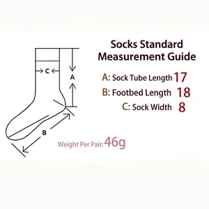 Size chart for thick warm coral fleece socks with tube, sole, and width dimensions