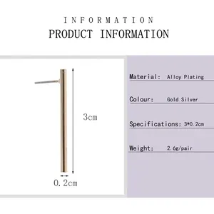 Minimalistische vertikale Stab-Ohrstecker aus polierter gold- und silberbeschichteter Legierung