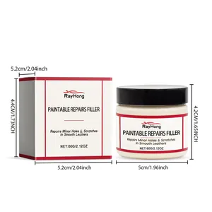 Detailed size specifications for 60g leather filler cream with packaging dimensions