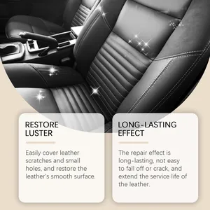 Polished black leather car seat with restored texture after using repair filler cream