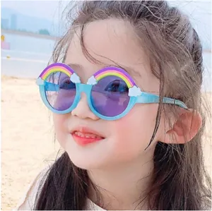 Kids Sunglasses Rainbow Cloud Decorative Round PC Frame AC Lens Outdoor Sun Protection Cartoon Fashion Children Eyewear