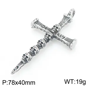 Colgante silbato cruz calavera acero inoxidable ennegrecido gótico joyería para hombres