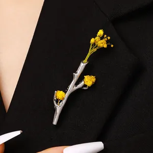 Kreativ DIY Blumen Einsatz Brosche Unisex Kupfer Silber Zweig Vase Form Metall Nadel Für Anzug Revers Hochzeit Party Schmuck Geschenk