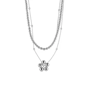 Set di collane di perle metalliche argento vintage francese in stile chic minimalista