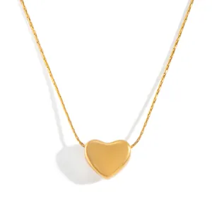 Collier minimaliste en acier inoxydable plaqué or 18 carats avec pendentif cœur