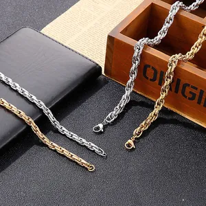 Men's punk style stainless steel snake bone square link chain necklace and bracelet