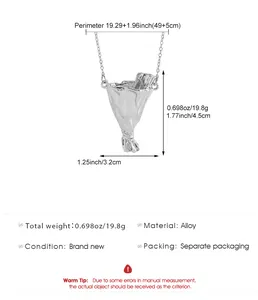 Dimensioni dettagliate della collana con ciondolo a bouquet in argento e materiali