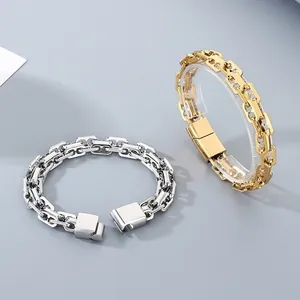 Bracelet chaîne épaisse en acier inoxydable pour homme avec fermoir magnétique