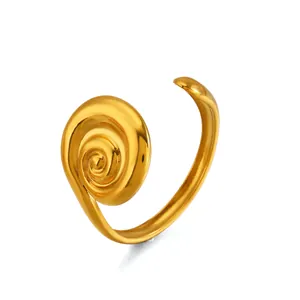 Modern gold stainless steel spiral ring featuring a unique and stylish vortex design