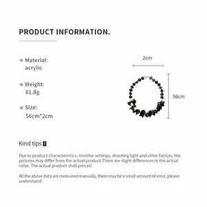 Détails complets sur le collier de perles en acrylique noir géométrique irrégulier