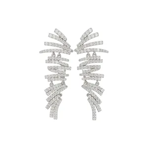 Elegant 18k gold plated silver geometric drop earrings with sparkling zirconia stones