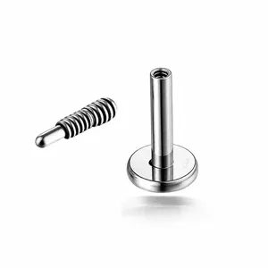 High quality F136 titanium internally threaded labret post with deepened thread detail