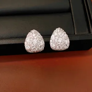 Teardrop Zirconia Stud Earrings With Silver Earring Post Copper Minimalist Fashion Temperament Jewelry For Women Accessories