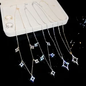 18K Real Gold Plated Copper Zirconia North Star Necklace And Ring Jewelry For Women Elegant Star Pendant Necklace Adjustable Open Ring