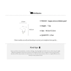 Detailed specifications for elegant retro zircon pearl necklace and earring jewelry set.