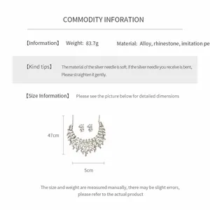Spécifications détaillées pour ensemble de bijoux collier et boucles d'oreilles luxe
