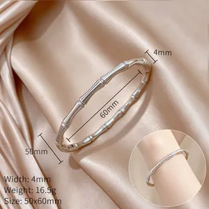 Detalles de la pulsera de acero de titanio estilo bambú con ancho 4mm y peso 16,5g