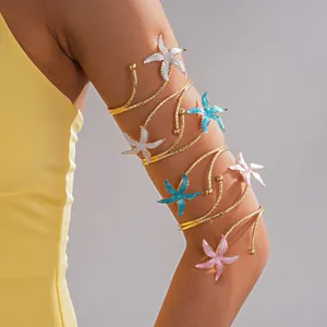 Westerse Metalen Stijl Zeester Open Armband Voor Vrouwen Dopamine Strand Vakantie Mode Emaille Arm Manchetten Sieraden Accessoire