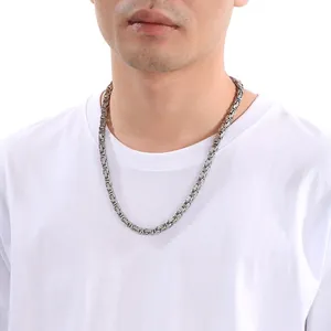 Schwere Kaiser-Halskette aus Edelstahl in Silber für Herren im Hip-Hop-Stil Mode.