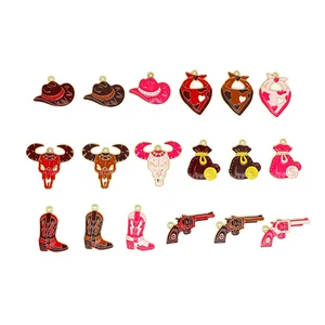 Vintage Western cowboy alloy charms set with boots hats and skulls for DIY