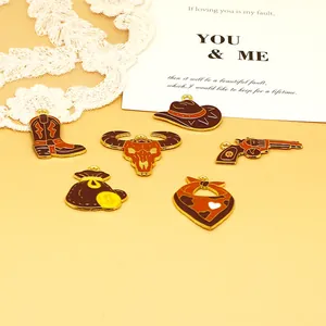 Detailed macro view of vintage Western cowboy themed alloy charms for DIY craft projects