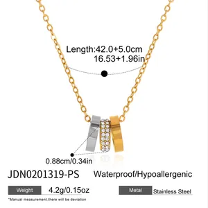Detailed size and material info for 18k gold-plated stainless steel necklace